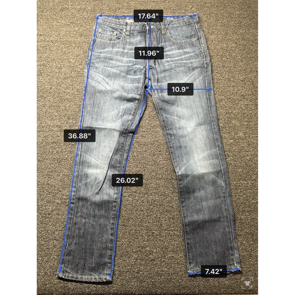 Kenneth Cole Reaction Slim Fit Jeans Mens 34x32 Medium Wash Blue Denim